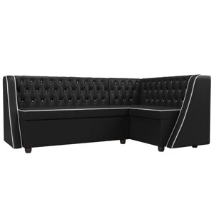 Кухонный угловой диван "Лофт", правый угол, экокожа, цвет чёрный / белый