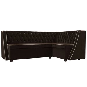 Кухонный угловой диван "Лофт", правый угол, микровельвет, цвет коричневый / бежевый