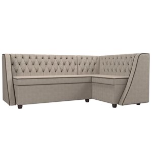 Кухонный угловой диван "Лофт", правый угол, рогожка, цвет бежевый / коричневый