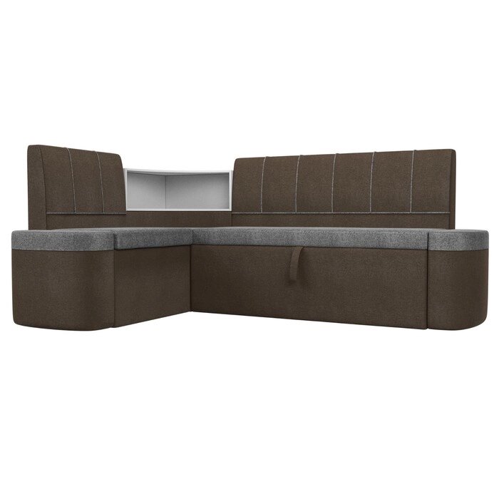 Кухонный угловой диван "Тефида", левый угол, дельфин, рогожка, цвет серый / коричневый от компании Интернет-гипермаркет «MALL24» - фото 1