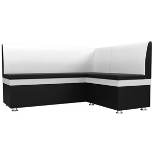 Кухонный угловой диван "Уют", экокожа, цвет чёрный / белый
