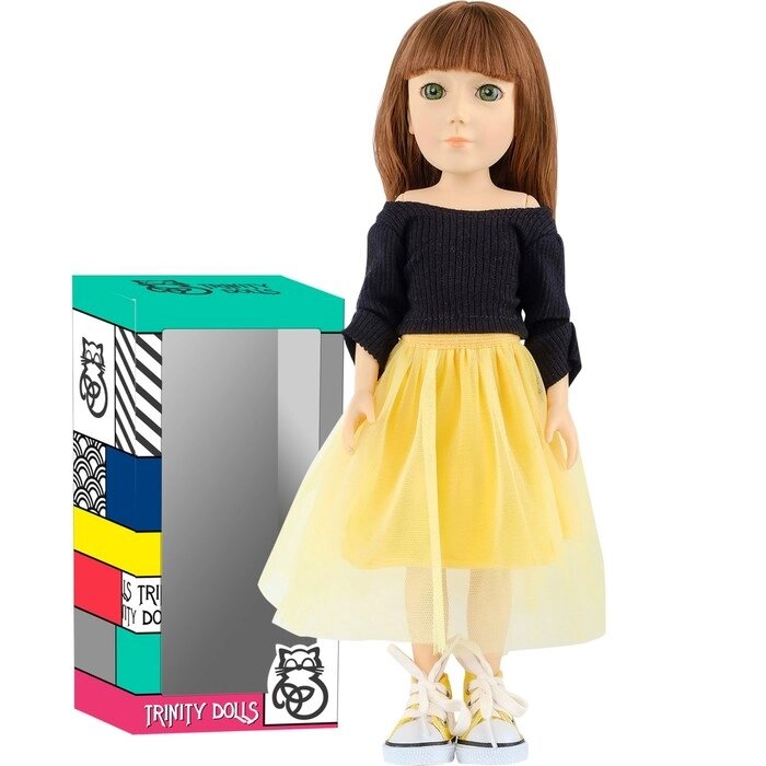 Кукла АНИКО, TRINITY DOLLS, жёлтая юбка, чёрная футболка от компании Интернет-гипермаркет «MALL24» - фото 1