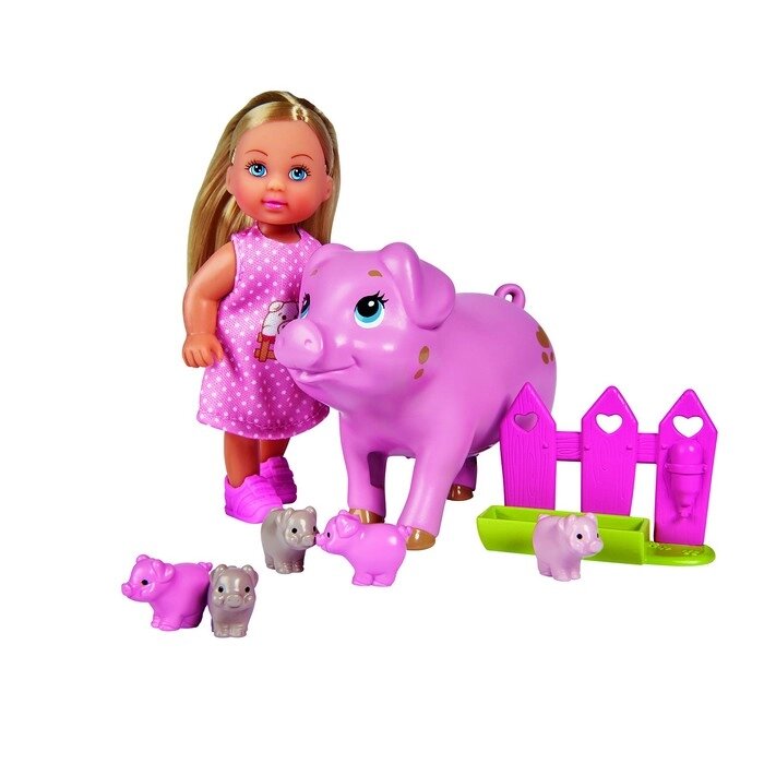 Кукла "Еви" 12 см, со свинкой и поросятами от компании Интернет-гипермаркет «MALL24» - фото 1