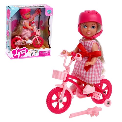 Кукла малышка "Lyna на велопрогулке" с велосипедом и аксессуарами, МИКС