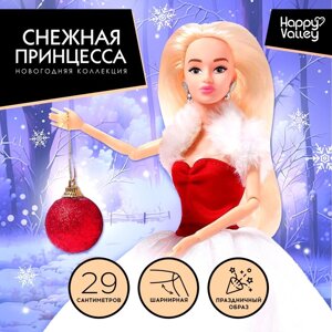 Кукла-модель шарнирная "Снежная принцесса", с аксессуаром, красно-белое платье