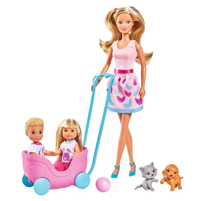 Куклы "Штеффи", "Еви", "Тимми", набор "Весёлая прогулка" от компании Интернет-гипермаркет «MALL24» - фото 1