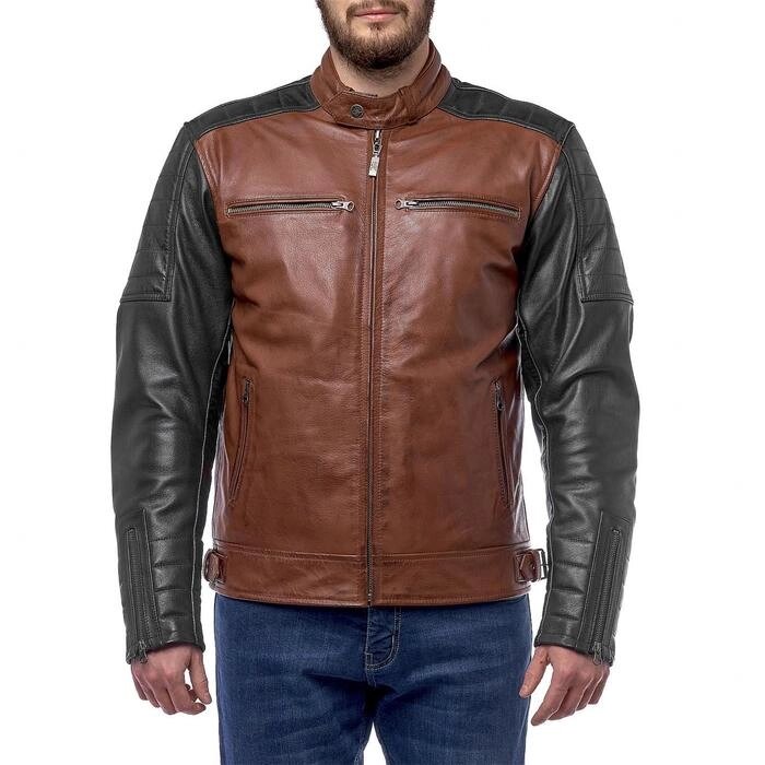 Куртка Bravo 7, кожа, коричневый, чёрный, M от компании Интернет-гипермаркет «MALL24» - фото 1
