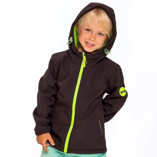 Куртка детская SOFTSHELL, цвет чёрный/салатовый, рост 128 см