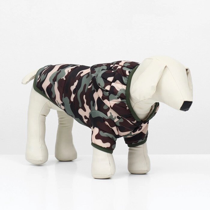 Куртка для собак "Боец" с капюшоном, размер ХL (ДС 38, ОГ 48 см), камуфляж от компании Интернет-гипермаркет «MALL24» - фото 1