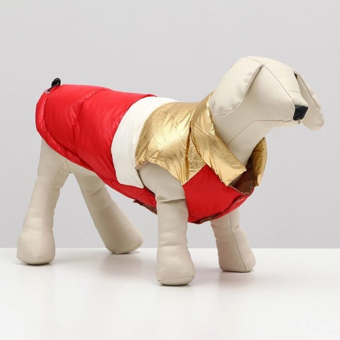 Куртка для собак с утяжкой размер 10 (ДС 25, ОГ 34, ОШ 24), золото-красная от компании Интернет-гипермаркет «MALL24» - фото 1