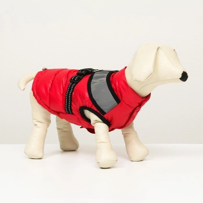 Куртка для собак со светоотражающей шлейкой, размер 18 (ДС 40, ОГ 50, ОШ 38), розовая от компании Интернет-гипермаркет «MALL24» - фото 1