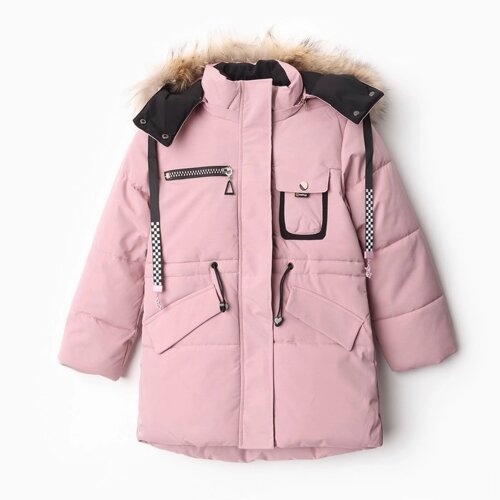 Куртка зимняя для девочек, цвет розовый, рост 134 см