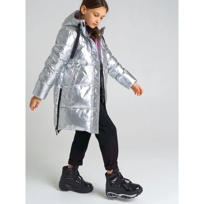 Куртка зимняя удлиненная для девочки, рост 170 см, цвет серебристый от компании Интернет-гипермаркет «MALL24» - фото 1