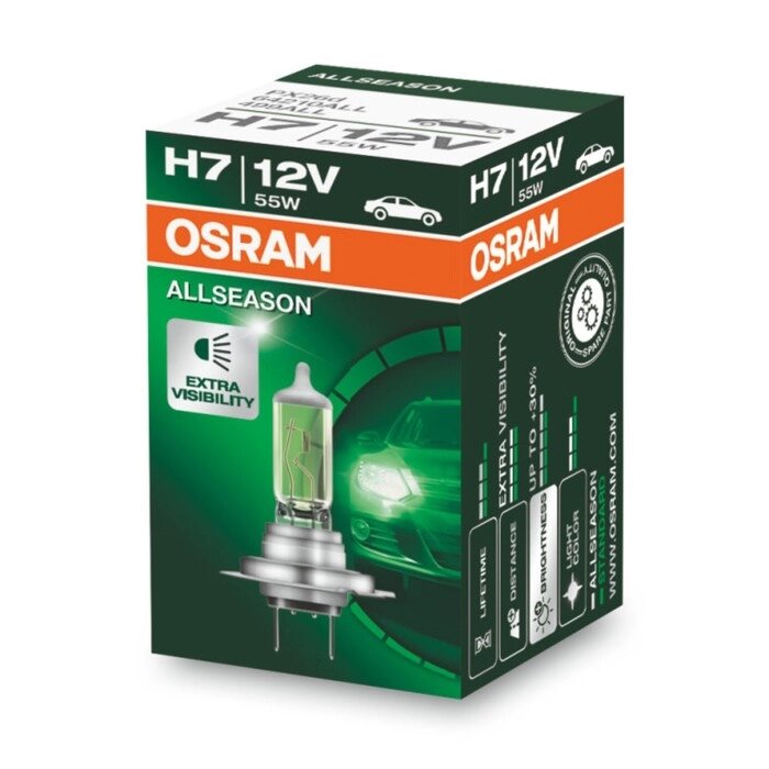Лампа автомобильная Osram Allseason Ultra Life, H7, 12 В, 55 Вт, 64210ALL от компании Интернет-гипермаркет «MALL24» - фото 1
