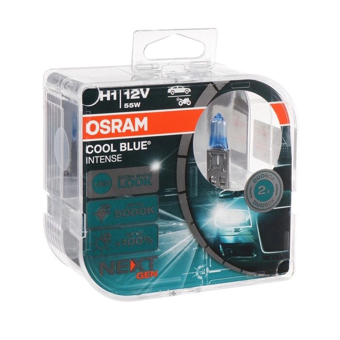 Лампа автомобильная Osram COOL BLUE Intense, H1, 12 В, 55 Вт, набор 2 шт от компании Интернет-гипермаркет «MALL24» - фото 1