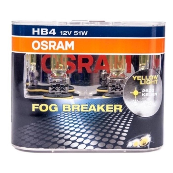 Лампа автомобильная Osram Fog Breaker +60%, HB4, 12 В, 51 Вт, набор 2 шт, 9006FBR-HCB от компании Интернет-гипермаркет «MALL24» - фото 1
