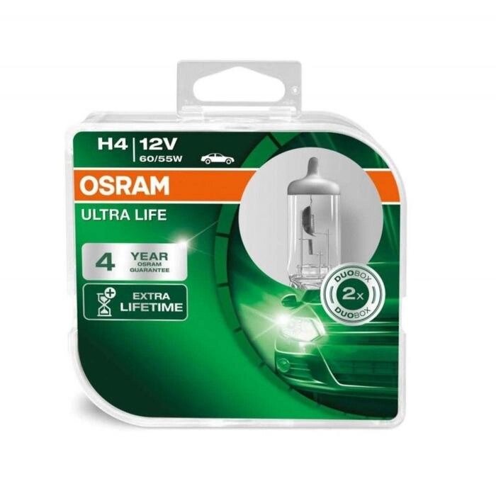 Лампа автомобильная OSRAM H4 12 В, 60/55 Вт, (P43t-38) ULTRA LIFE DuoBox, 64193ULT_HCB, 2 шт   52880 от компании Интернет-гипермаркет «MALL24» - фото 1