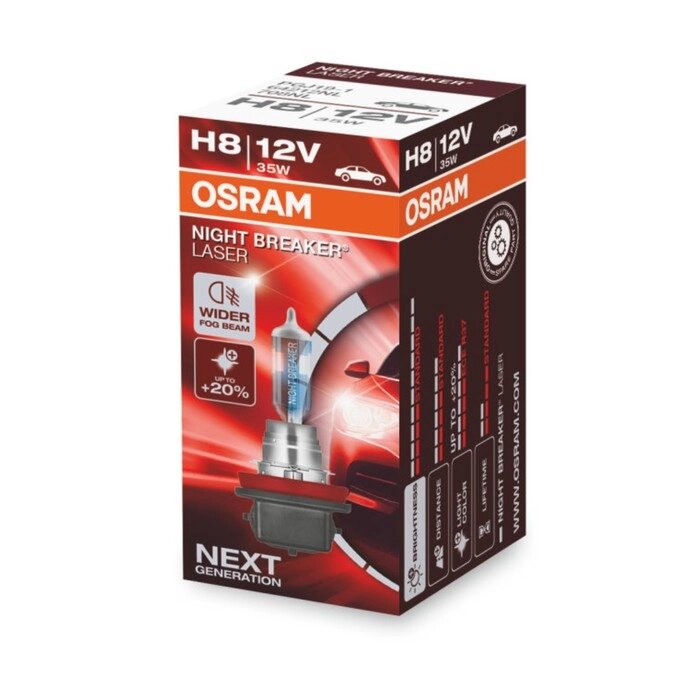 Лампа автомобильная Osram Night Breaker Laser +150%, H8, 12 В, 35 Вт, 64212NL от компании Интернет-гипермаркет «MALL24» - фото 1