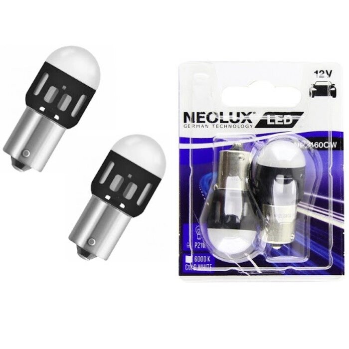 Лампа светодиодная Neolux P21W белый/6000К,12V 1.2W BA15S, блистер 2 шт, NP2160CW-02B от компании Интернет-гипермаркет «MALL24» - фото 1