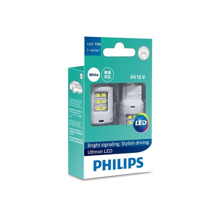 Лампа светодиодная PHILIPS 12 В, W21W, 2,5 Вт, 6000К, White Ultinon LED, набор 2 шт от компании Интернет-гипермаркет «MALL24» - фото 1