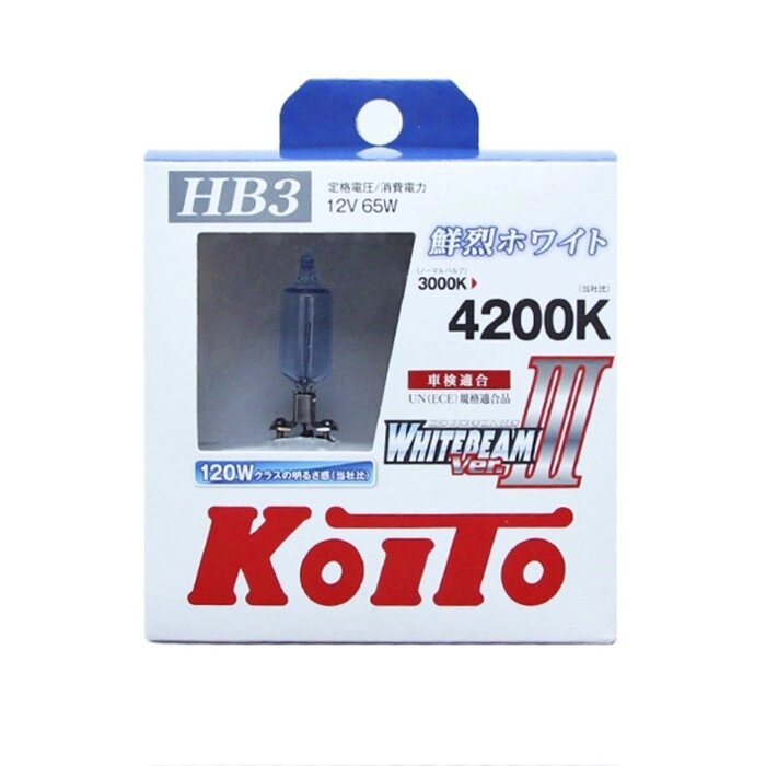 Лампа высокотемпературная Koito Whitebeam 9005 (HB3) 12V 65W (120W) 4200K, 2шт. от компании Интернет-гипермаркет «MALL24» - фото 1