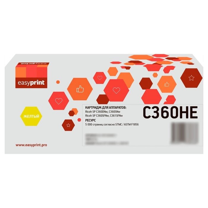 Лазерный картридж EasyPrint LR-SPC360H Y для Ricoh SP C360DNw/C360SNw/C360SFNw/C361SFNw (50   105358 от компании Интернет-гипермаркет «MALL24» - фото 1