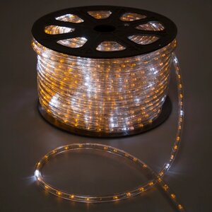 LED шнур 13 мм, круг, 100 м, кажд. 6 мерц, 2W-LED/м-36-220V. н-р д/подкл, ЖЕЛТЫЙ