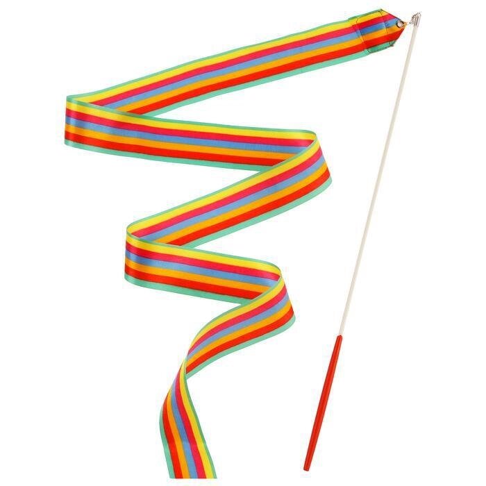 Лента гимнастическая с палочкой, 4 м, цвет радуга от компании Интернет-гипермаркет «MALL24» - фото 1