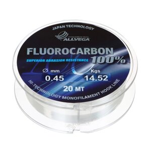 Леска монофильная ALLVEGA "FX Fluorocarbon 100%20м 0,45мм, 14,52кг, флюорокарбон 100%