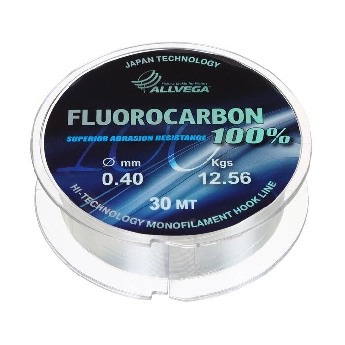 Леска монофильная ALLVEGA "FX Fluorocarbon 100%" 30м 0,40мм, 12,56кг, флюорокарбон 100% от компании Интернет-гипермаркет «MALL24» - фото 1