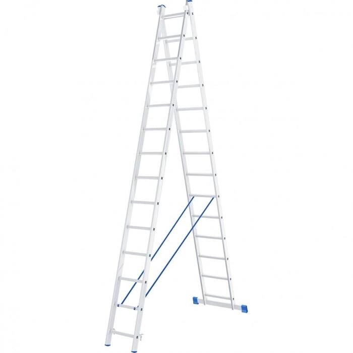 Лестница "Сибртех" 97914, алюминиевая, двухсекционная, 2 х 14 ступеней от компании Интернет-гипермаркет «MALL24» - фото 1