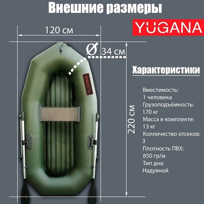 Лодка "Муссон" R-220 НД, надувное дно, цвет олива от компании Интернет-гипермаркет «MALL24» - фото 1