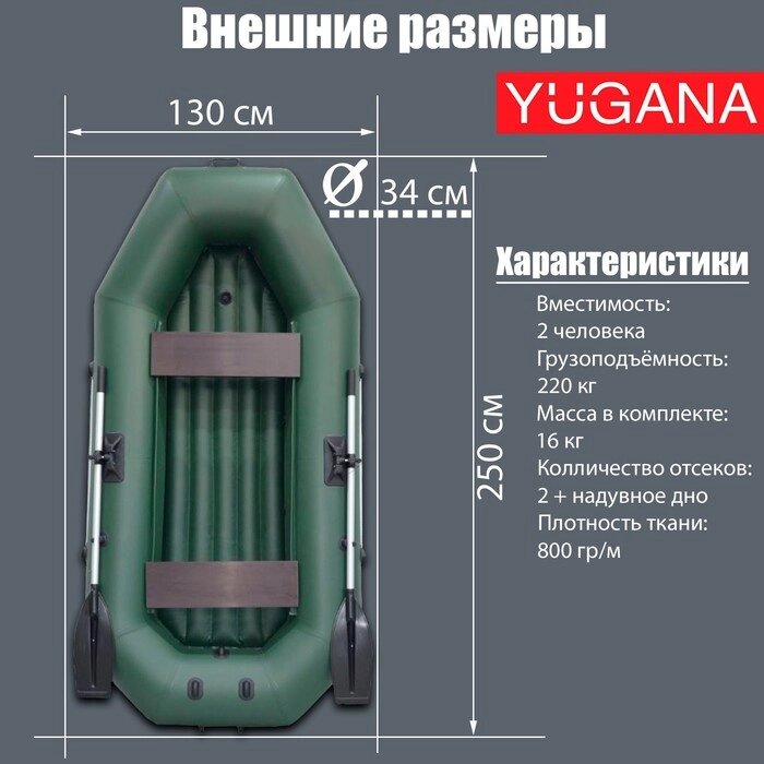 Лодка "Муссон" S-250 НД, надувное дно, цвет олива от компании Интернет-гипермаркет «MALL24» - фото 1