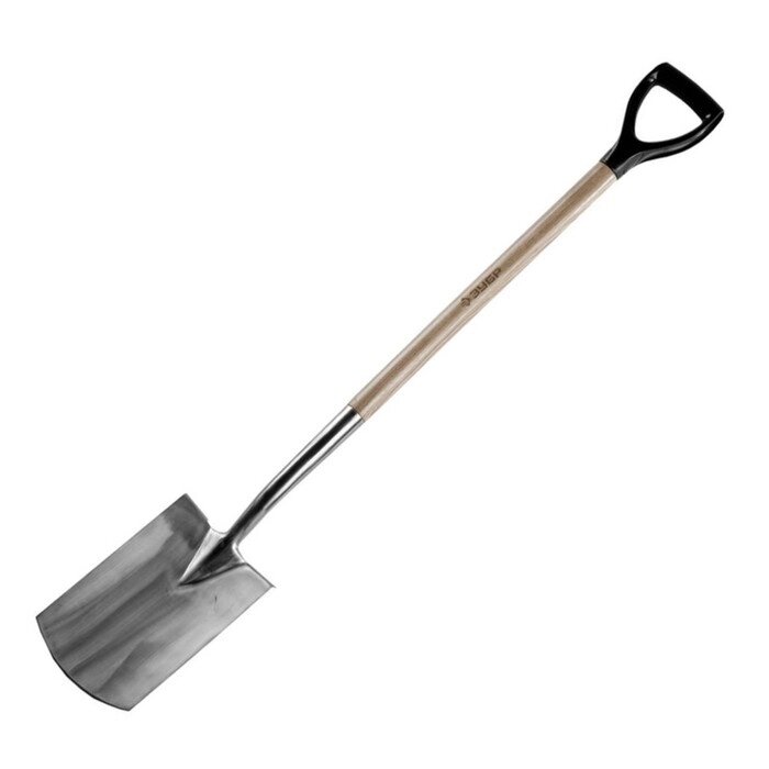 Лопата штыковая, прямоугольная, из нержавеющей стали, деревянный черенок, с ручкой, "ЗУБР Профессионал" от компании Интернет-гипермаркет «MALL24» - фото 1