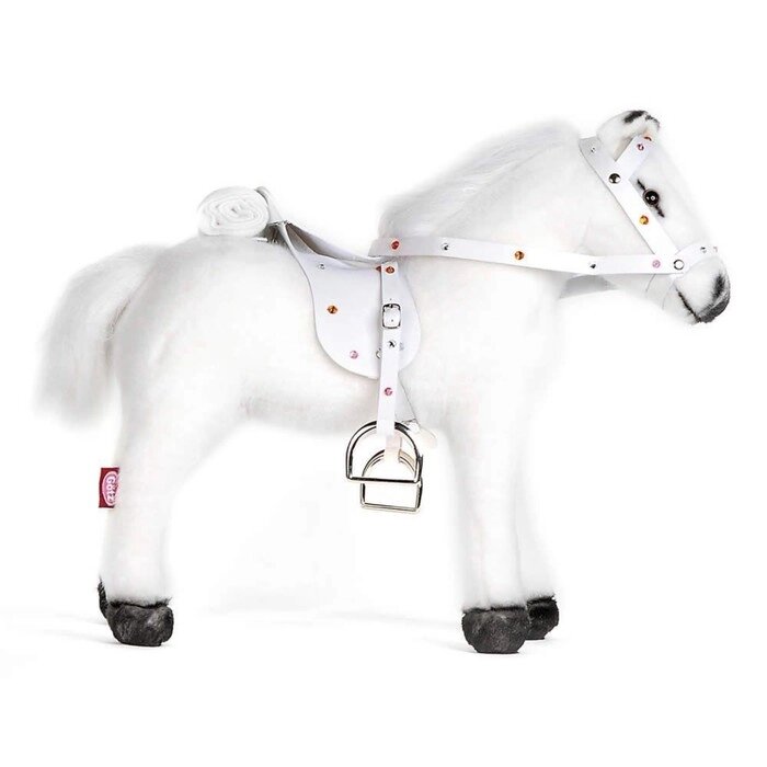 Лошадь для кукол с седлом и уздечкой, со звуком, белая от компании Интернет-гипермаркет «MALL24» - фото 1