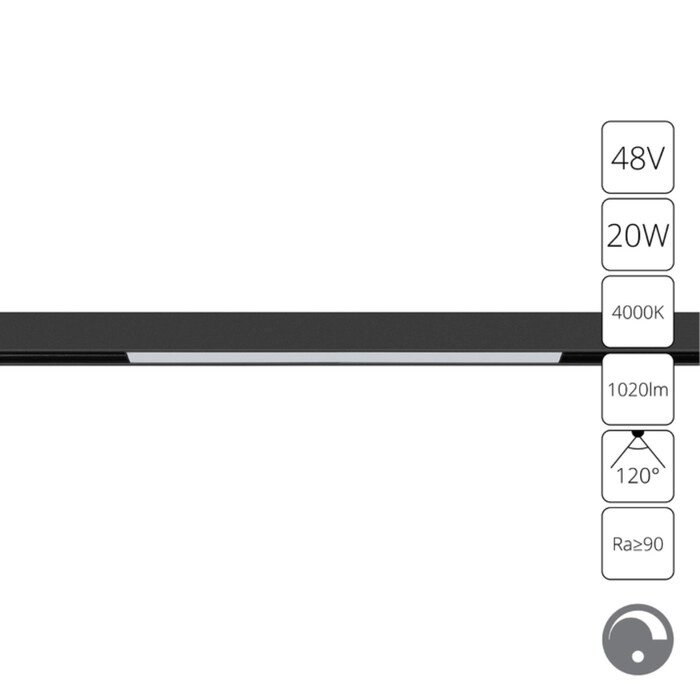 Магнитный трековый светильник Arte Lamp Linea 0.1-10V A4683PL-1BK, LED, 20 Вт, 2.2х60.5х4.3 см, 1020 Лм, чёрный от компании Интернет-гипермаркет «MALL24» - фото 1