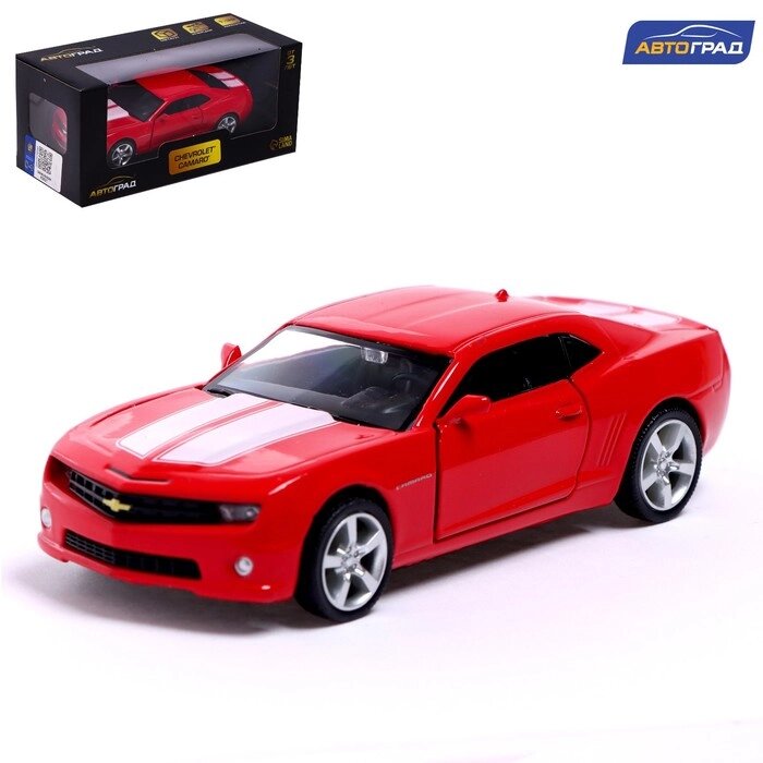 Машина металлическая CHEVROLET CAMARO, 1:32, открываются двери, инерция, цвет красный от компании Интернет-гипермаркет «MALL24» - фото 1