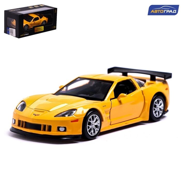 Машина металлическая CHEVROLET CORVETTE C6-R, 1:32, открываются двери, инерция, цвет жёлтый от компании Интернет-гипермаркет «MALL24» - фото 1