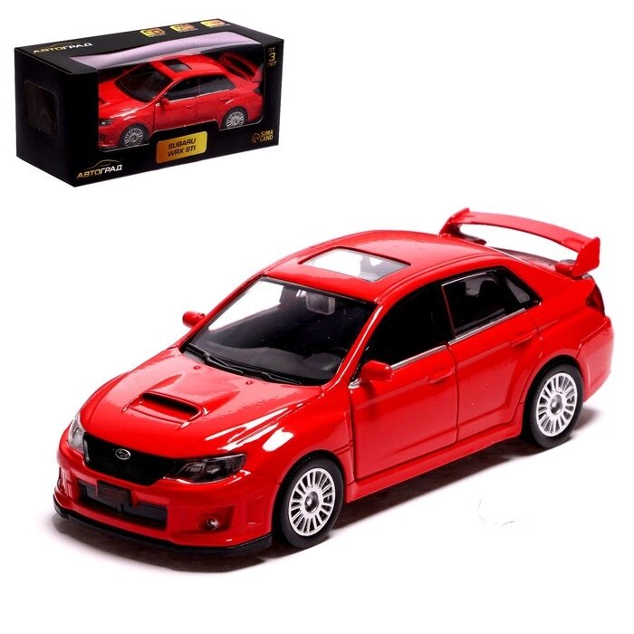 Машина металлическая SUBARU WRX STI, 1:32, инерция, открываются двери, цвет красный от компании Интернет-гипермаркет «MALL24» - фото 1