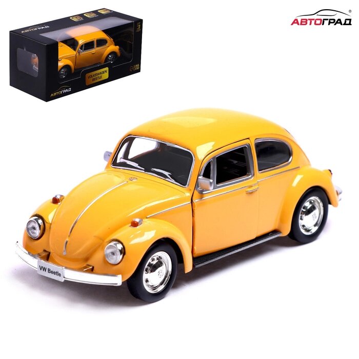 Машина металлическая VOLKSWAGEN BEETLE 1967, 1:32, открываются двери, инерция, цвет жёлтый от компании Интернет-гипермаркет «MALL24» - фото 1