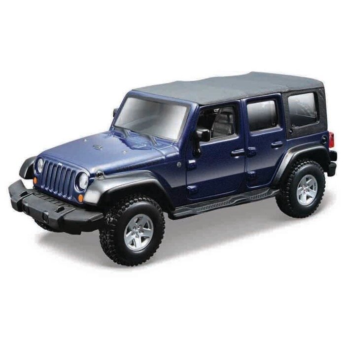 Машинка Bburago Jeep Wrangler Unlimited Rubicon, Die-Cast, 1:32, цвет синий от компании Интернет-гипермаркет «MALL24» - фото 1