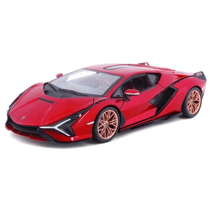 Машинка Bburago Lamborghini Sian Fkp 37, Die-Cast, 1:24, открывающиеся двери, цвет красный от компании Интернет-гипермаркет «MALL24» - фото 1