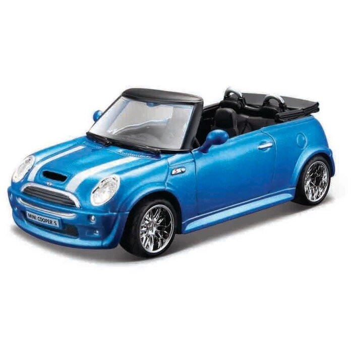 Машинка Bburago Mini Cooper S Cabriolet, Die-Cast, 1:32, цвет синий с принтом от компании Интернет-гипермаркет «MALL24» - фото 1