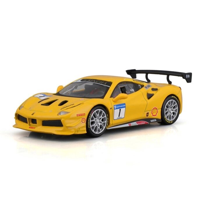 Машинка гоночная Bburago Ferrari 488 Challenge 2017, Die-Cast, 1:43, цвет жёлтый от компании Интернет-гипермаркет «MALL24» - фото 1