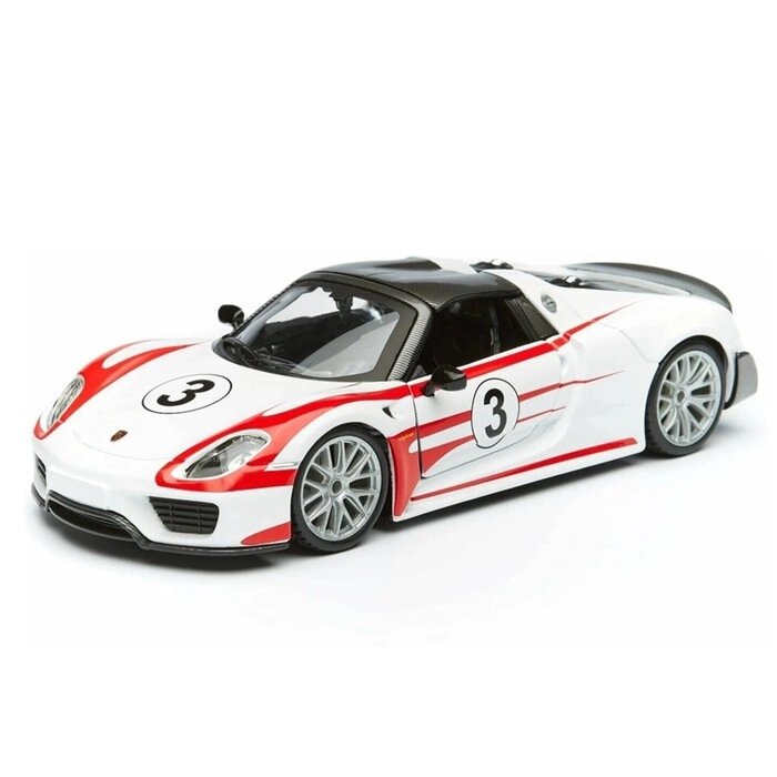 Машинка гоночная Bburago Porsche 918 Weissach, Die-Cast, 1:24, цвет белый от компании Интернет-гипермаркет «MALL24» - фото 1