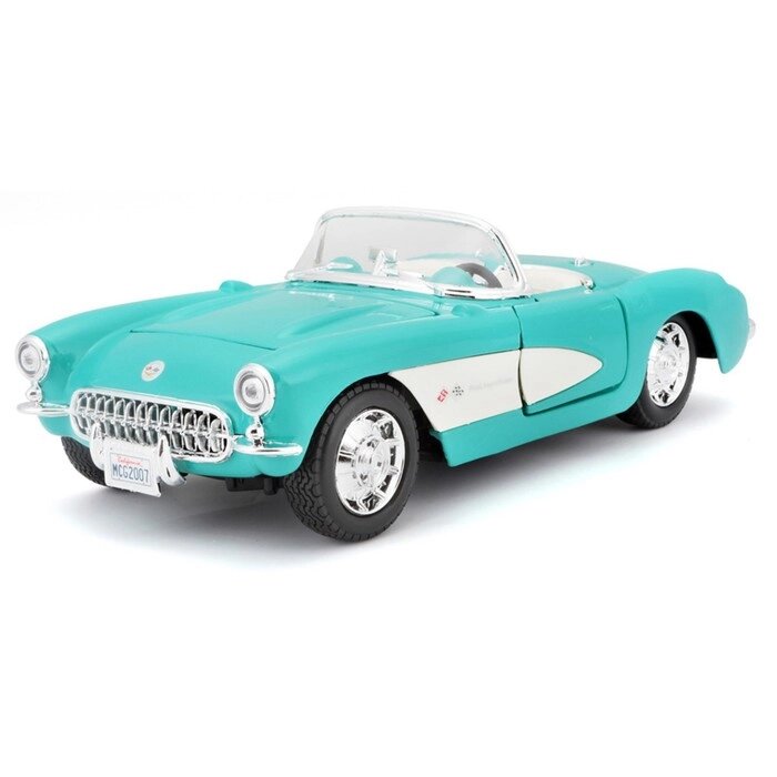 Машинка Maisto Die-Cast 1957 Chevrolet Corvette, открывающиеся двери, 1:24, цвет бирюзовый от компании Интернет-гипермаркет «MALL24» - фото 1