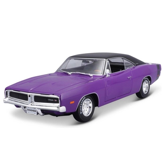 Машинка Maisto Die-Cast 1969 Dodge Charger R/T, открывающиеся двери, 1:18, цвет фиолетовый от компании Интернет-гипермаркет «MALL24» - фото 1