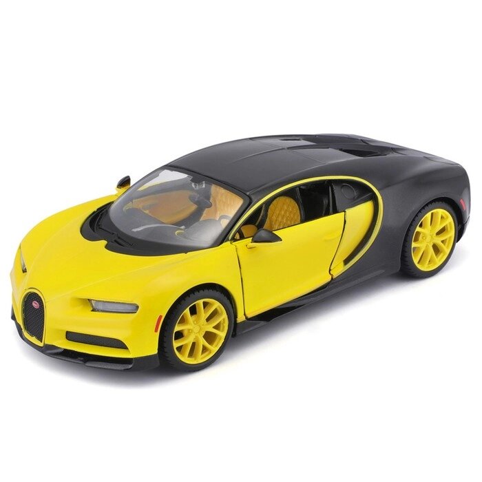 Машинка Maisto Die-Cast Bugatti Chiron, открывающиеся двери, 1:24, цвет чёрно-жёлтый от компании Интернет-гипермаркет «MALL24» - фото 1