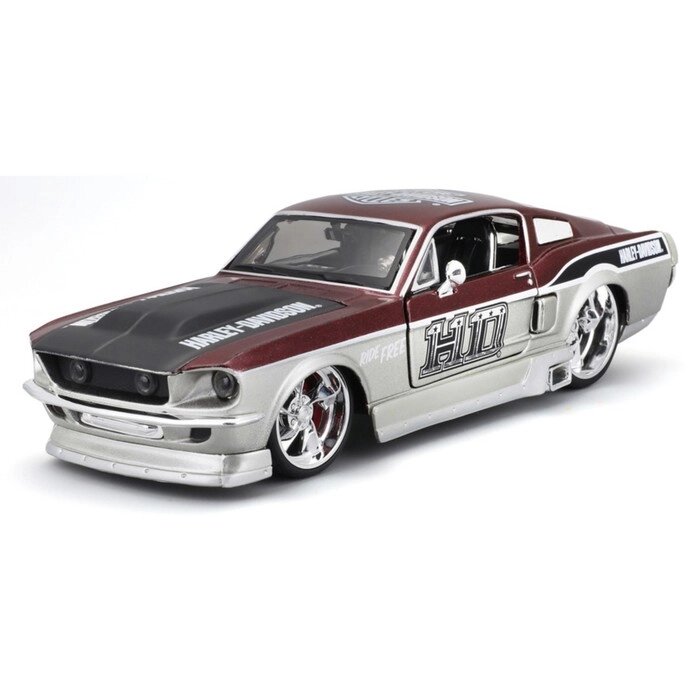 Машинка Maisto Die-Cast Harley-Davidson 1967 Ford Mustang GT, 1:24, цвет чёрно-оранжевый от компании Интернет-гипермаркет «MALL24» - фото 1