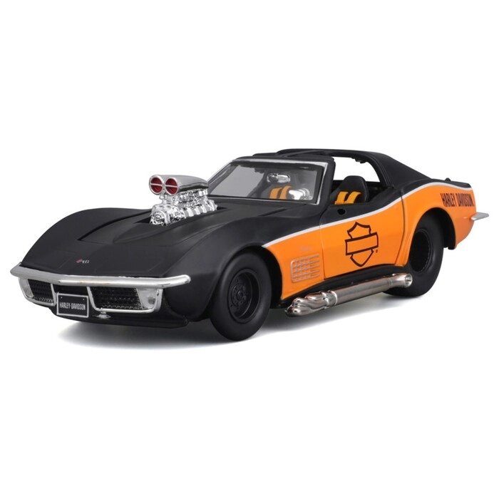 Машинка Maisto Die-Cast Harley-Davidson 1970 Corvette, 1:24, цвет чёрно-оранжевый от компании Интернет-гипермаркет «MALL24» - фото 1